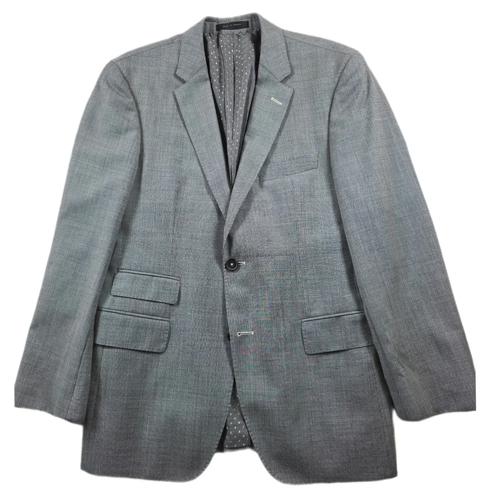 Hugo Boss Blazer Mens 38S Grey Super 100 Wool 2-Button Sport Coat Edison1/Power